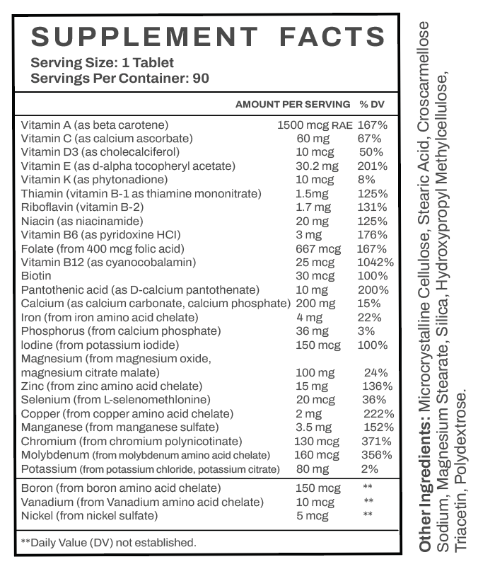 MULTIRIGHT Low Acid Multivitamin Complex - 90-day Supply (1 bottle)